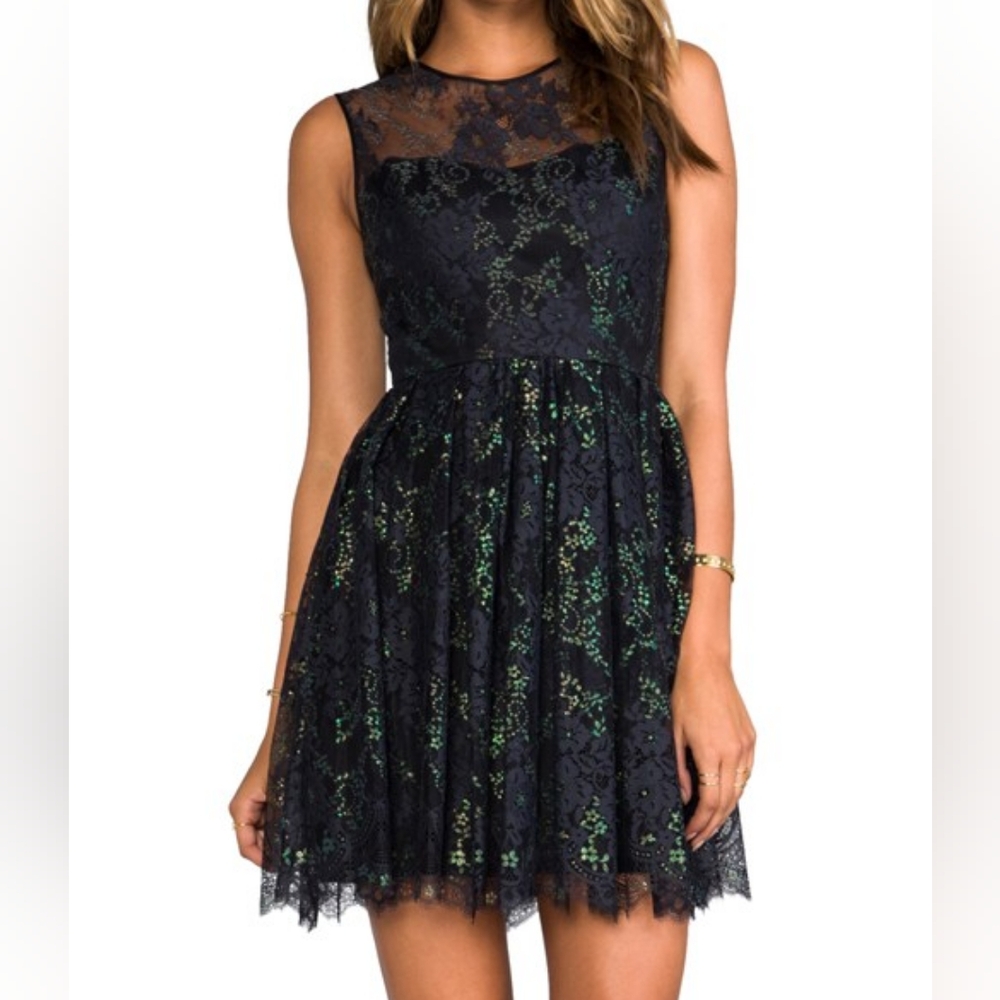 Black Cocktail Dress With Illusion Top